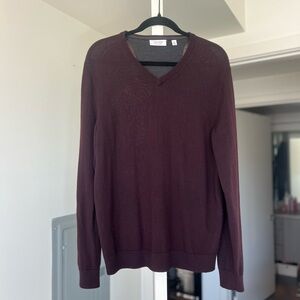 Men's Calvin Klein Extra Fine Merino Wool V-Neck Sweater- M